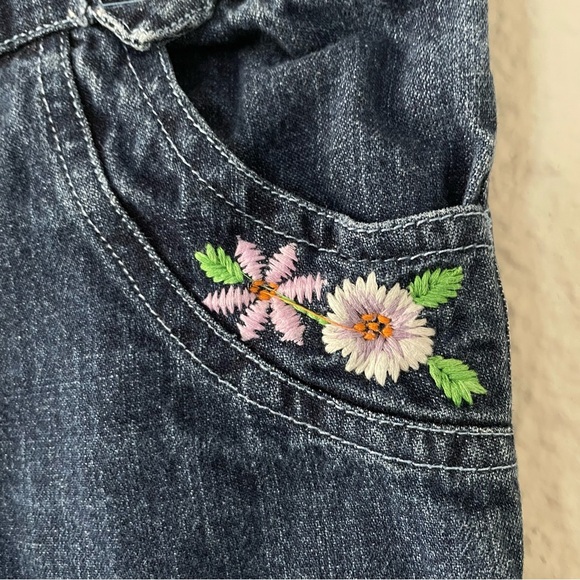 Beetlejuice London Flare Jeans Girls Size 8 Blue Dark Wash Denim Embroidered - Picture 6 of 14